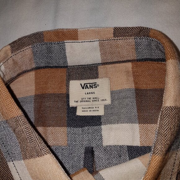 Vans Box Flannel Plaid Long Sleeve Shirt Off the Wall size Large - Picture 2 of 6